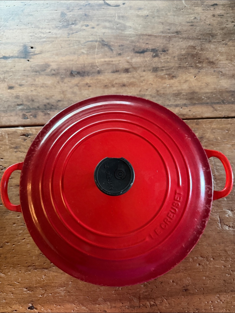 Le Creuset Red Enamel Dutch Oven 28 with Black Knob